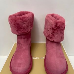 NIB!!Michael Kors  Julia Faux Fur Trimmed Suede Boot Rooswood SZ US 6M